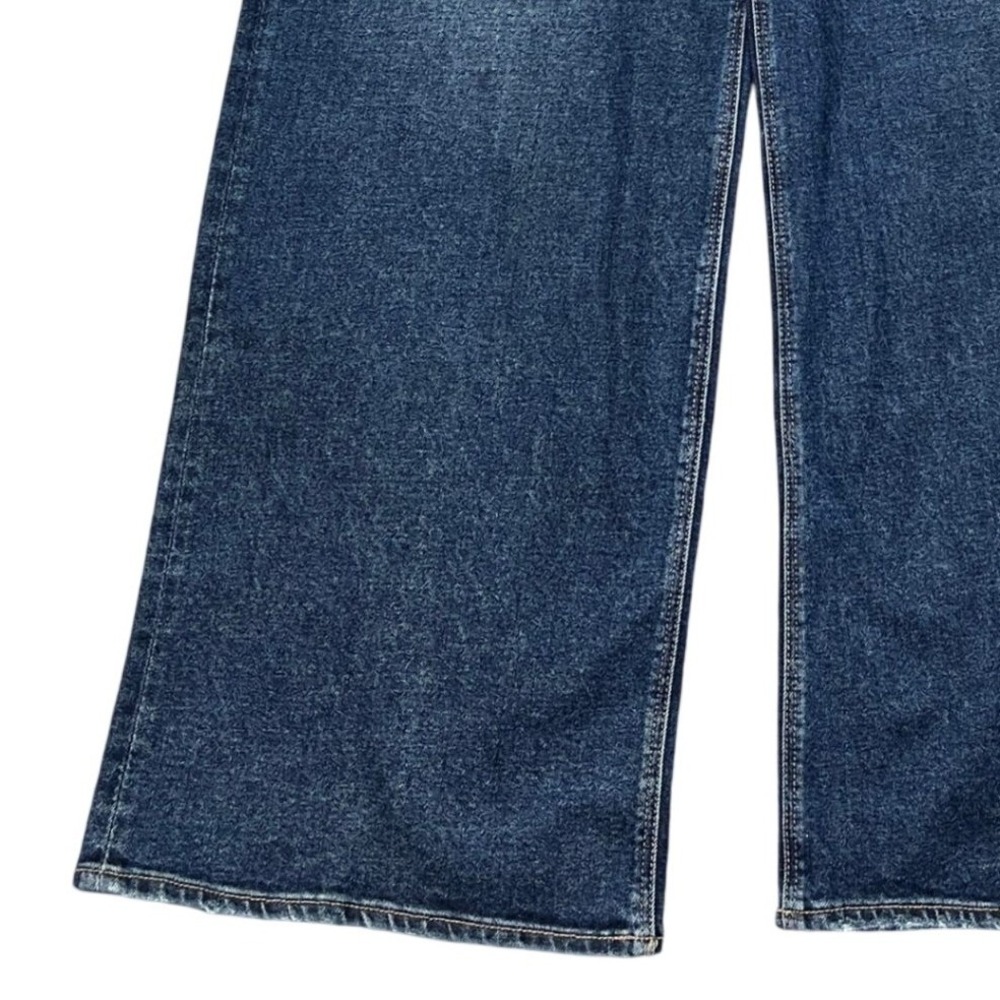 American Eagle Jeans Womens 14 34x35 Dark Wash 5 Pocket Wide Leg Stretch Flare - Picture 3 of 16